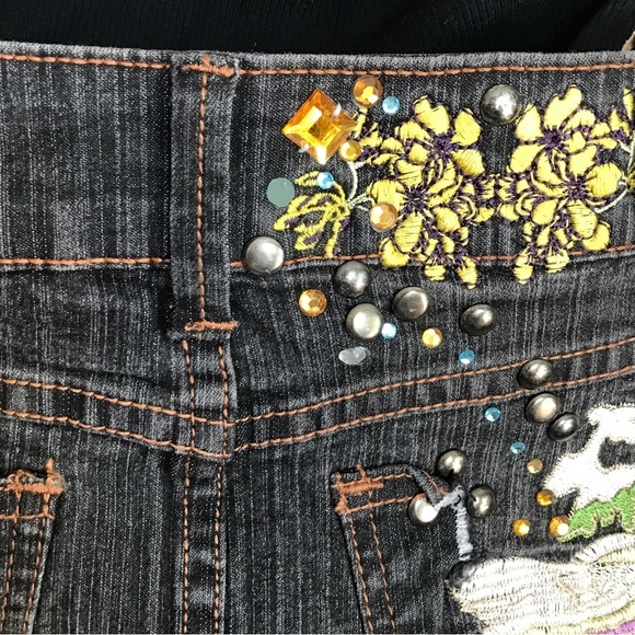 Ultimate Y2K NWT VNT Embroidered Spirit Bird Rhinestone Stud Distressed Mini - Picture 8 of 15